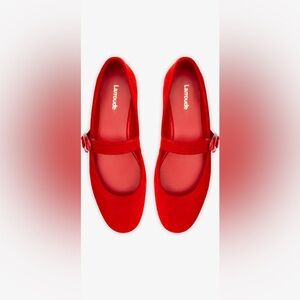 Larroude Verona Ballet Flat- Scarlet Suede 9- NWT no box- Red